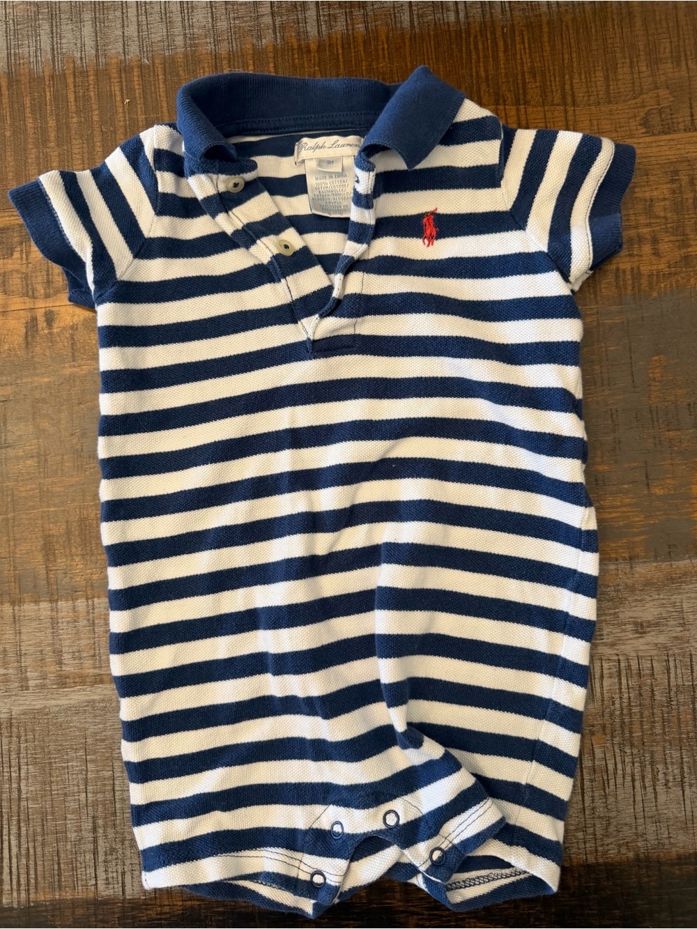 Ralph Lauren blue and white striped romper size 9 months